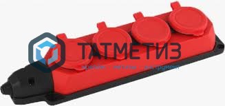 Розетка (колодка) 3-м Омега РБ33-1-0м, КРАСНАЯ, IP44 каучук ИЭК -  магазин «ТАТМЕТИЗ»