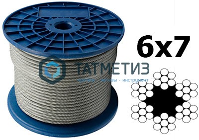 Трос стальной оц.10 мм DIN 3055 (100 м/бух) КК | «ТАТМЕТИЗ» Трос стальной оц.10 мм DIN 3055 (100 м/бух) КК - магазин крепежа «ТАТМЕТИЗ»