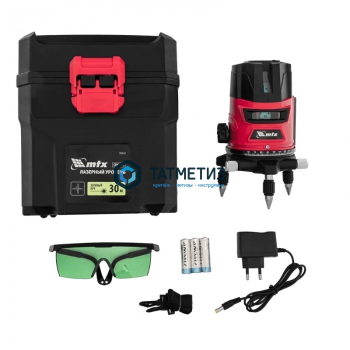 Уровень лазерный CRL-30G, 30 м, зеленый луч, акк. Li 2400 mah, резьба 5/8"// MTX Уровень лазерный CRL-30G, 30 м, зеленый луч, акк. Li 2400 mah, резьба 5/8"// MTX