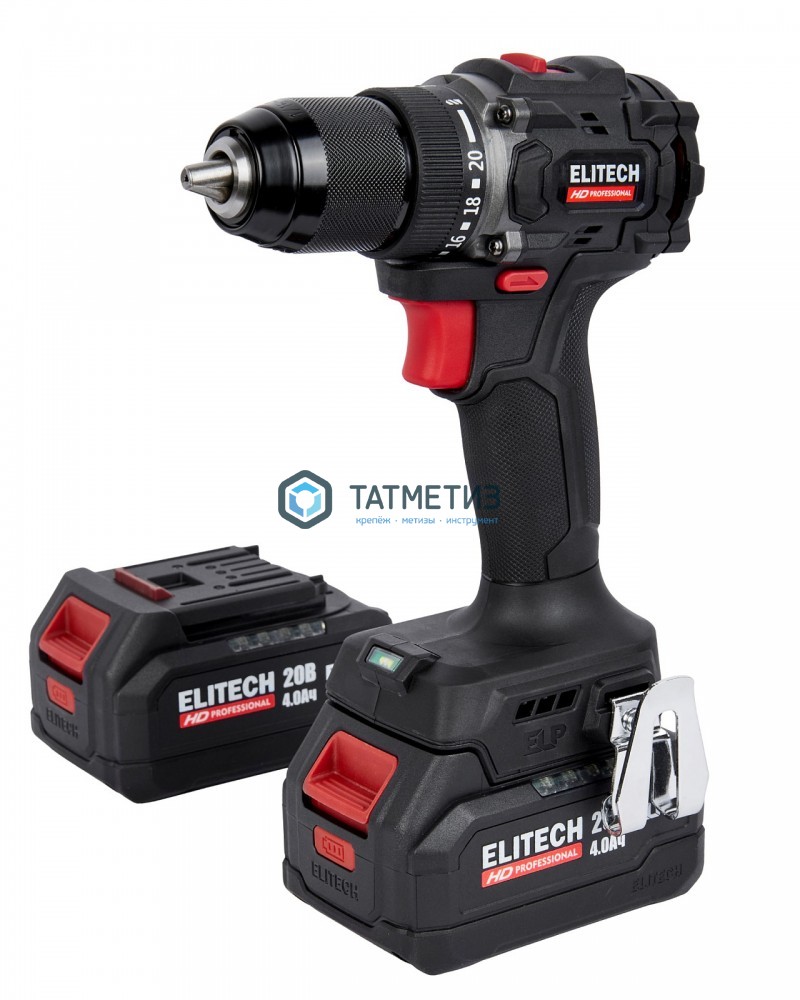 Дрель-шуруповерт 20 В, CD 20SL2 бщет, 60 Нм, 2х4.0Ач, ELP, БЗП-13мм, подсветка, ELITECH -  магазин крепежа «ТАТМЕТИЗ»