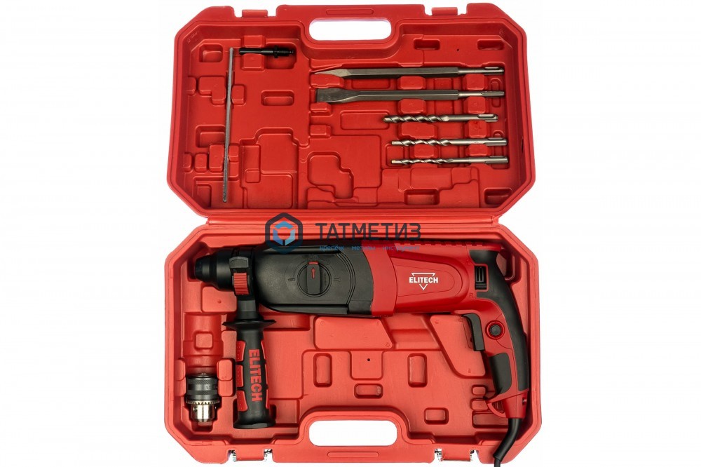 Перфоратор ELITECH П 1032РЭМ (SDS+,1050Вт,3реж,3.4Дж,набор оснастки,кейс) Перфоратор ELITECH П 1032РЭМ (SDS+,1050Вт,3реж,3.4Дж,набор оснастки,кейс)