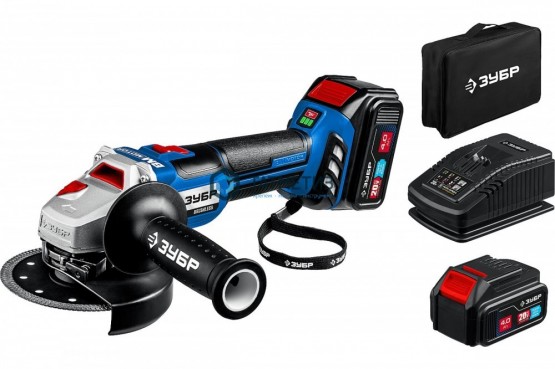 УШМ аккумуляторная 20В бесщеточная, 2 АКБ (4Ач), в сумке, ЗУБР Профессионал | «ТАТМЕТИЗ» УШМ аккумуляторная 20В бесщеточная, 2 АКБ (4Ач), в сумке, ЗУБР Профессионал - магазин крепежа «ТАТМЕТИЗ»