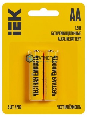 Батарейка алкалиновая тип AA / LR6 1.5В ( 2 шт/уп ) IEK | «ТАТМЕТИЗ» Батарейка алкалиновая тип AA / LR6 1.5В ( 2 шт/уп ) IEK - магазин крепежа «ТАТМЕТИЗ»