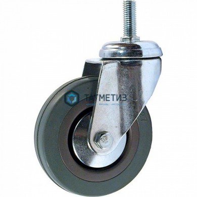 Колесо поворотное с болтом серая резина d 75 мм | «ТАТМЕТИЗ» Колесо поворотное с болтом серая резина d 75 мм - магазин крепежа «ТАТМЕТИЗ»