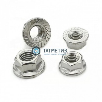 Гайка М 6 DIN 6923 А2-70 с фланцем | «ТАТМЕТИЗ» Гайка М 6 DIN 6923 А2-70 с фланцем - магазин крепежа «ТАТМЕТИЗ»