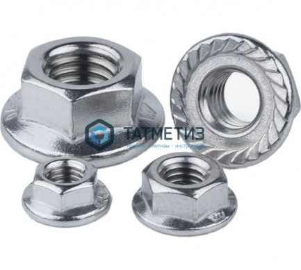 Гайка с фланцем DIN 6923, оц М6 (8300 шт/уп) ТК | «ТАТМЕТИЗ» Гайка с фланцем DIN 6923, оц М6 (8300 шт/уп) ТК - магазин крепежа «ТАТМЕТИЗ»