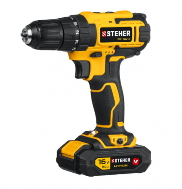 Дрель-шуруповерт 16 В, STEHER, 2 АКБ (2Ач), в кейсе -  магазин крепежа «ТАТМЕТИЗ»
