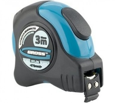 Рулетка "Schlagfest", 3 м x 19 мм, магн. обрез зацеп, двухст. шкала, нейлон покр. автоматич// Gross -  магазин крепежа «ТАТМЕТИЗ»