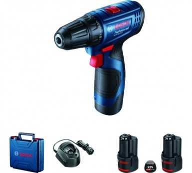 Дрель-шуруповерт аккумуляторная Bosch GSR 120-LI,2x2.0 Ач+оснастка -  магазин крепежа «ТАТМЕТИЗ»