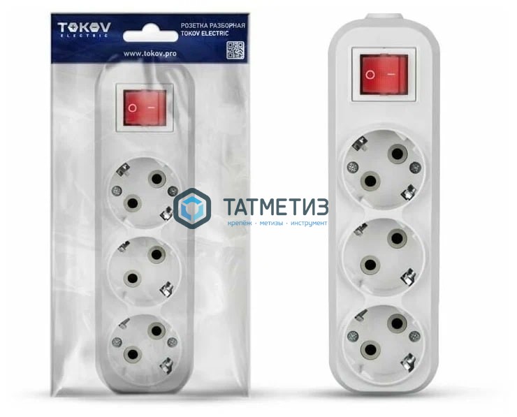 Колодка удлинителя 3-м АВС-плас, с/з 16А, с выкл., бел. TOKOV ELECTRIC Колодка удлинителя 3-м АВС-плас, с/з 16А, с выкл., бел. TOKOV ELECTRIC