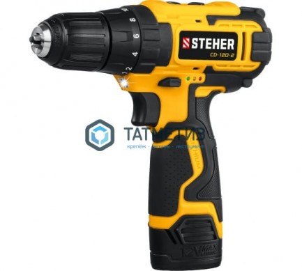 Дрель-шуруповерт 12 В STEHER, 30 Н·м, 2 АКБ (2 А·ч),кейс | «ТАТМЕТИЗ» Дрель-шуруповерт 12 В STEHER, 30 Н·м, 2 АКБ (2 А·ч),кейс - магазин крепежа «ТАТМЕТИЗ»
