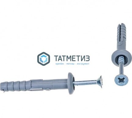 Дюбель-гвоздь 6х40 гриб (150 шт/уп) КТ | «ТАТМЕТИЗ» Дюбель-гвоздь 6х40 гриб (150 шт/уп) КТ - магазин крепежа «ТАТМЕТИЗ»
